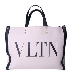 VLTN Tote Bag Small, Canvas, White, DB, 3*
